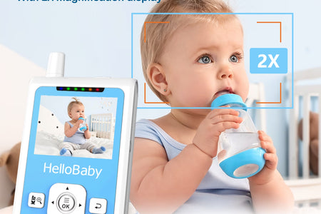 Baby Monitor- HB26 Video Baby Monitor with 2.4 Inch Screen, Night Vision, Temperature Sensor, VOX Mode, One-Way Talk