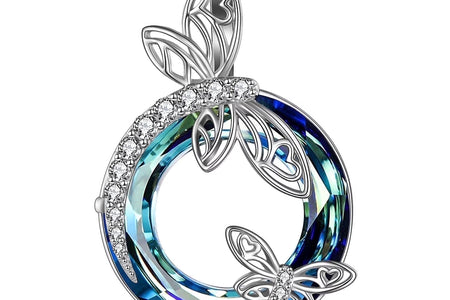 Sterling Silver Dragonfly Necklace Blue Crystal Birthday Anniversary Mothers Valentines Day Gifts for Women