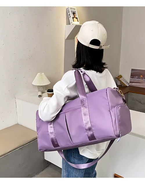 Load image into Gallery viewer, Outdoor Waterproof Nylon Sports Gym Bags Men Women Training Fitness Travel Handbag Yoga Mat Sport Bag with Shoes Compartment
