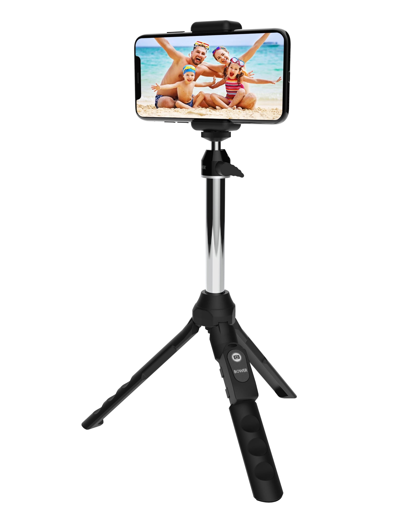 6-In-1 Multi Selfie Tripod with Smartphone & Gopro Mount, Rechargeable Wireless Remote - Black