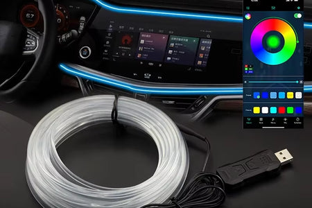 1/2/3/4/5M Car Interior RGB LED Light Strip Ambient Neon Invisible Light USB Fiber Optic Atmosphere Lamp Support APP Control