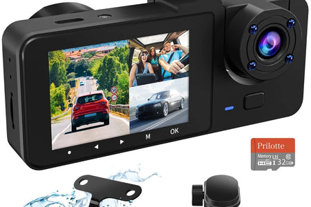 Dash Cam for Car, 1080P 3 Channel Front & Rear inside Dash Camera, Super Night Vision, Parking Monitor, Loop Recording, with 32GB SD Card
