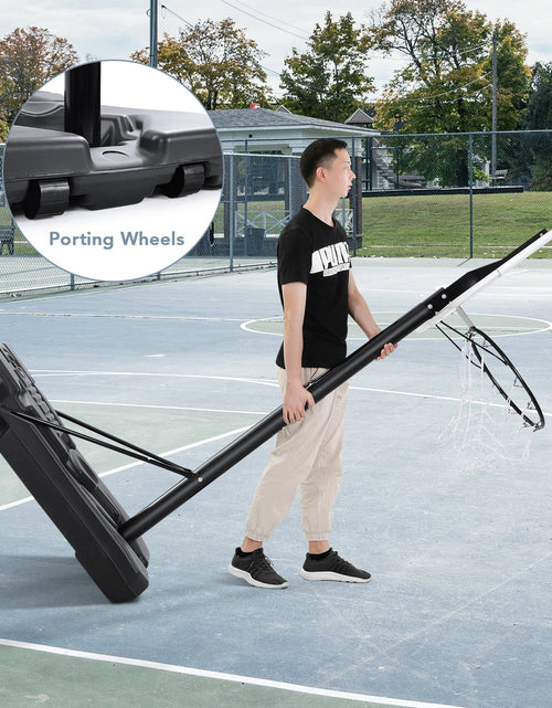 Load image into Gallery viewer, 44In Basketball Hoop Adjustable Height 6.56Ft-10Ft Goal Durable Outdoor Portable Basketball System for All Age Ranges White
