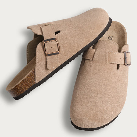 Suede Clogs for Women Men Summer Cork Mules Soft Footbed Sandals with Arch Support New Leisure Fashion Genuine Clogs