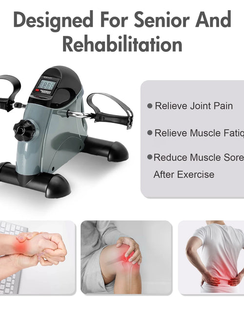 Load image into Gallery viewer, under Desk Bike Pedal Exerciser, Mini Exercise Bike with Digital Display, Portable Foot Cycle Arm &amp; Leg Peddler Machine for Home
