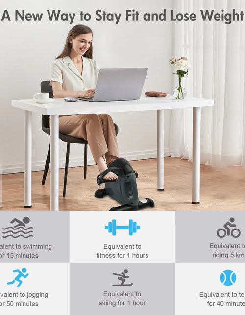 Load image into Gallery viewer, under Desk Bike Pedal Exerciser, Mini Exercise Bike with Digital Display, Portable Foot Cycle Arm &amp; Leg Peddler Machine for Home
