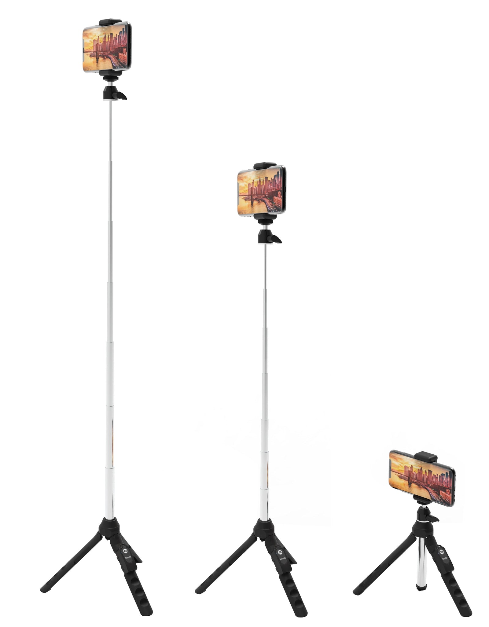6-In-1 Multi Selfie Tripod with Smartphone & Gopro Mount, Rechargeable Wireless Remote - Black