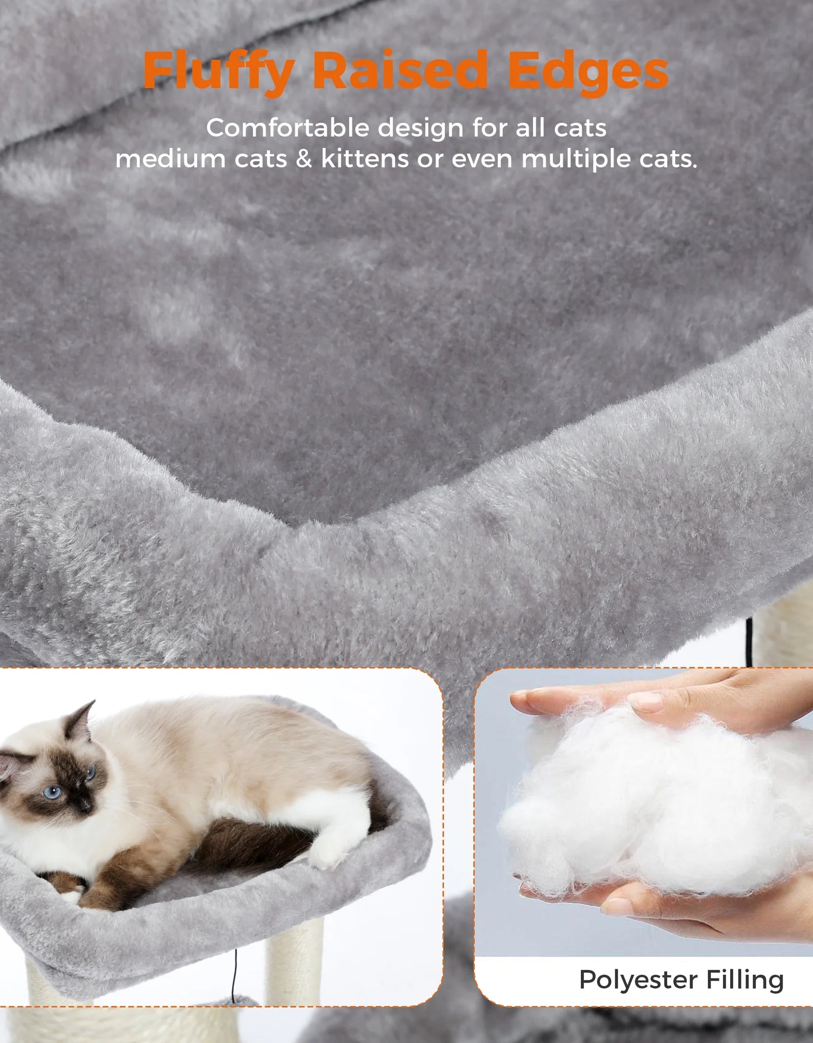 Cat Tree Condo 27" Cat Tower with Large Top Perch and Scratching Posts for Kittens and Medium Cats, Gray