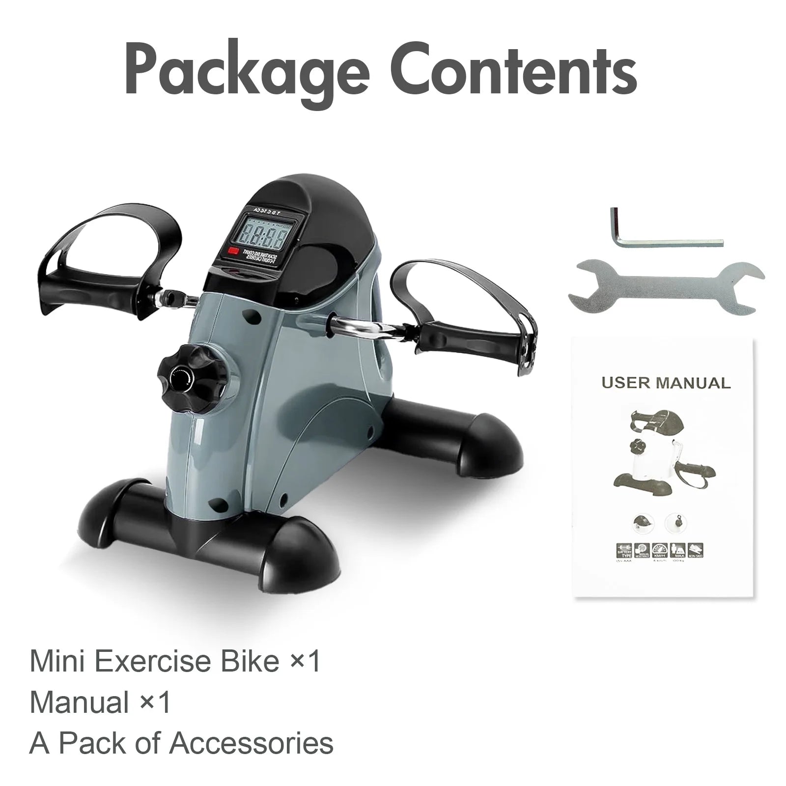 under Desk Bike Pedal Exerciser, Mini Exercise Bike with Digital Display, Portable Foot Cycle Arm & Leg Peddler Machine for Home