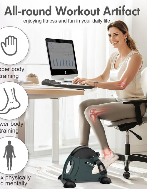 Load image into Gallery viewer, under Desk Bike Pedal Exerciser, Mini Exercise Bike with Digital Display, Portable Foot Cycle Arm &amp; Leg Peddler Machine for Home
