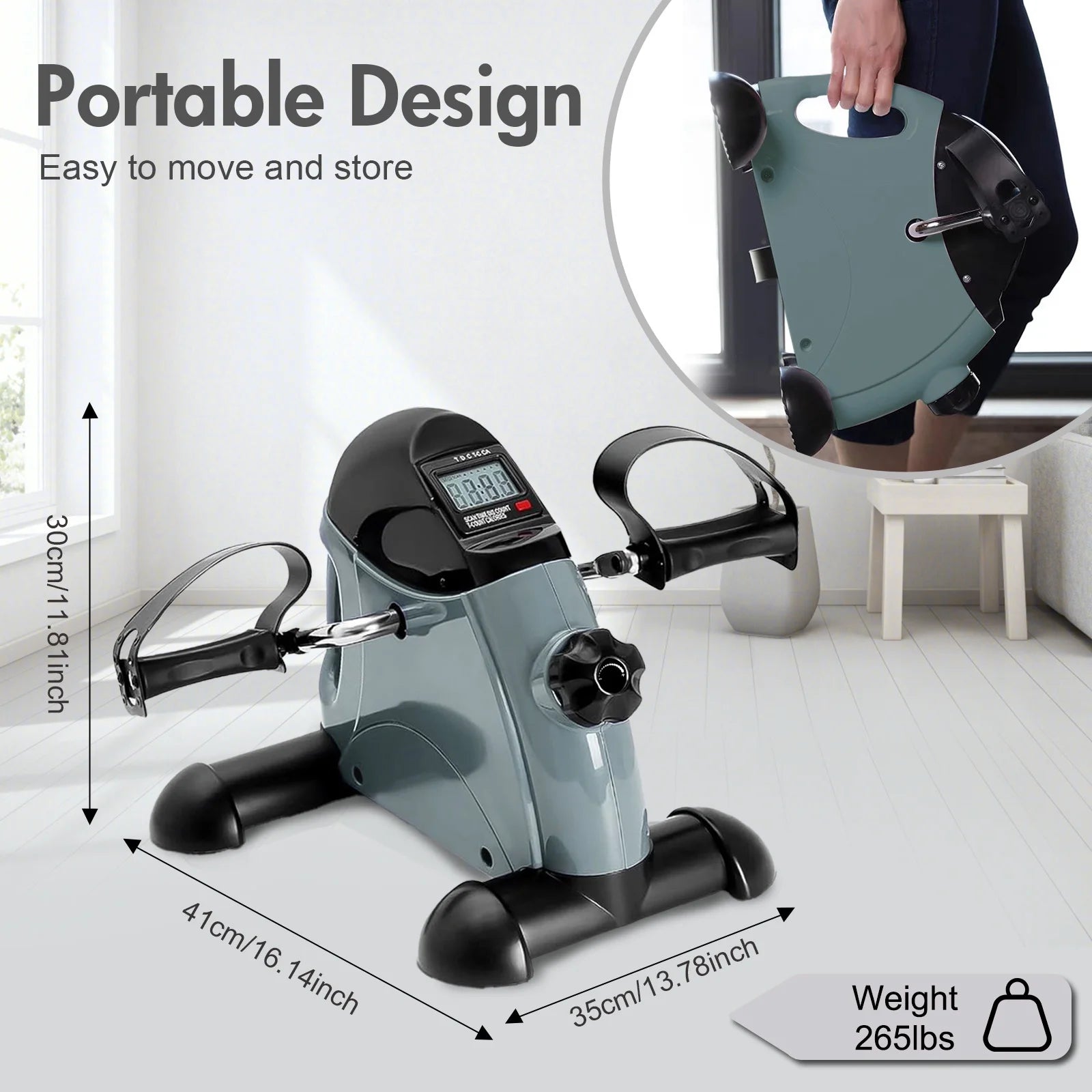under Desk Bike Pedal Exerciser, Mini Exercise Bike with Digital Display, Portable Foot Cycle Arm & Leg Peddler Machine for Home