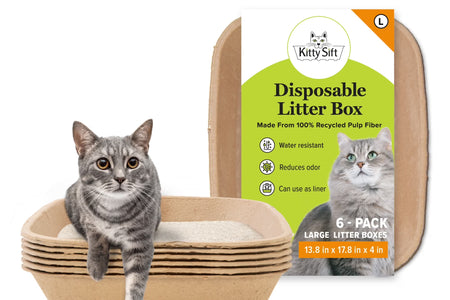 Large Cat Sifter, Eco-Friendly Litterbox with Scoop - Pack of 6