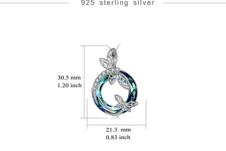 Sterling Silver Dragonfly Necklace Blue Crystal Birthday Anniversary Mothers Valentines Day Gifts for Women