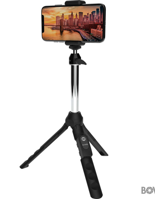 Load image into Gallery viewer, 6-In-1 Multi Selfie Tripod with Smartphone &amp; Gopro Mount, Rechargeable Wireless Remote - Black

