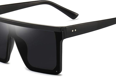 Square Oversized Sunglasses for Women Men Fashion Flat Top Big Black Frame Shades