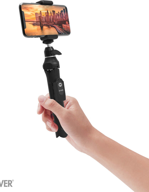 Load image into Gallery viewer, 6-In-1 Multi Selfie Tripod with Smartphone &amp; Gopro Mount, Rechargeable Wireless Remote - Black
