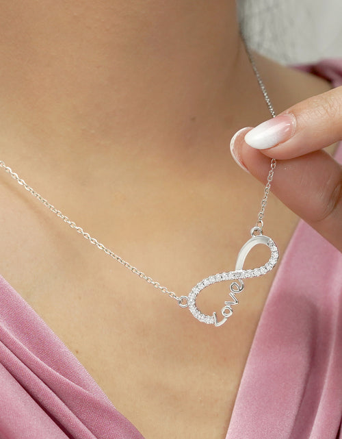 Load image into Gallery viewer, Infinity Love Pendant Necklace - Meaningful Jewelry for Her - Anniversary Gift in 18K White Gold Plated
