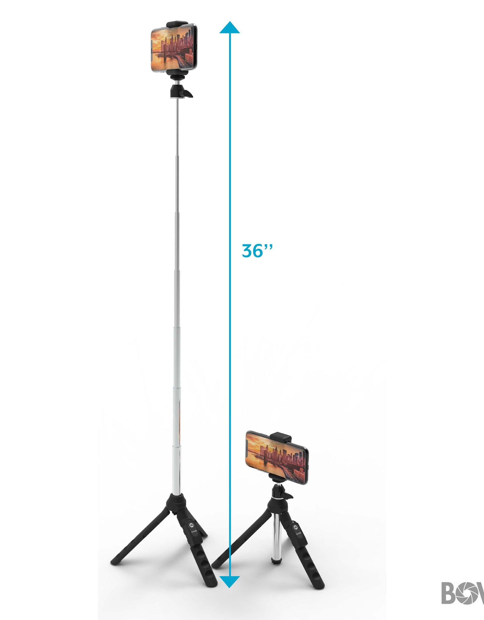 6-In-1 Multi Selfie Tripod with Smartphone & Gopro Mount, Rechargeable Wireless Remote - Black